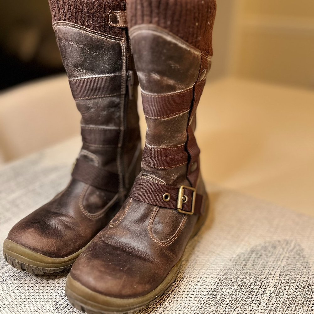 Naturino Leather Rain Step Boots - Distressed Brown Leather EU 29